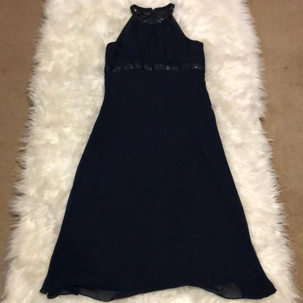 Formal Navy Halter Dress